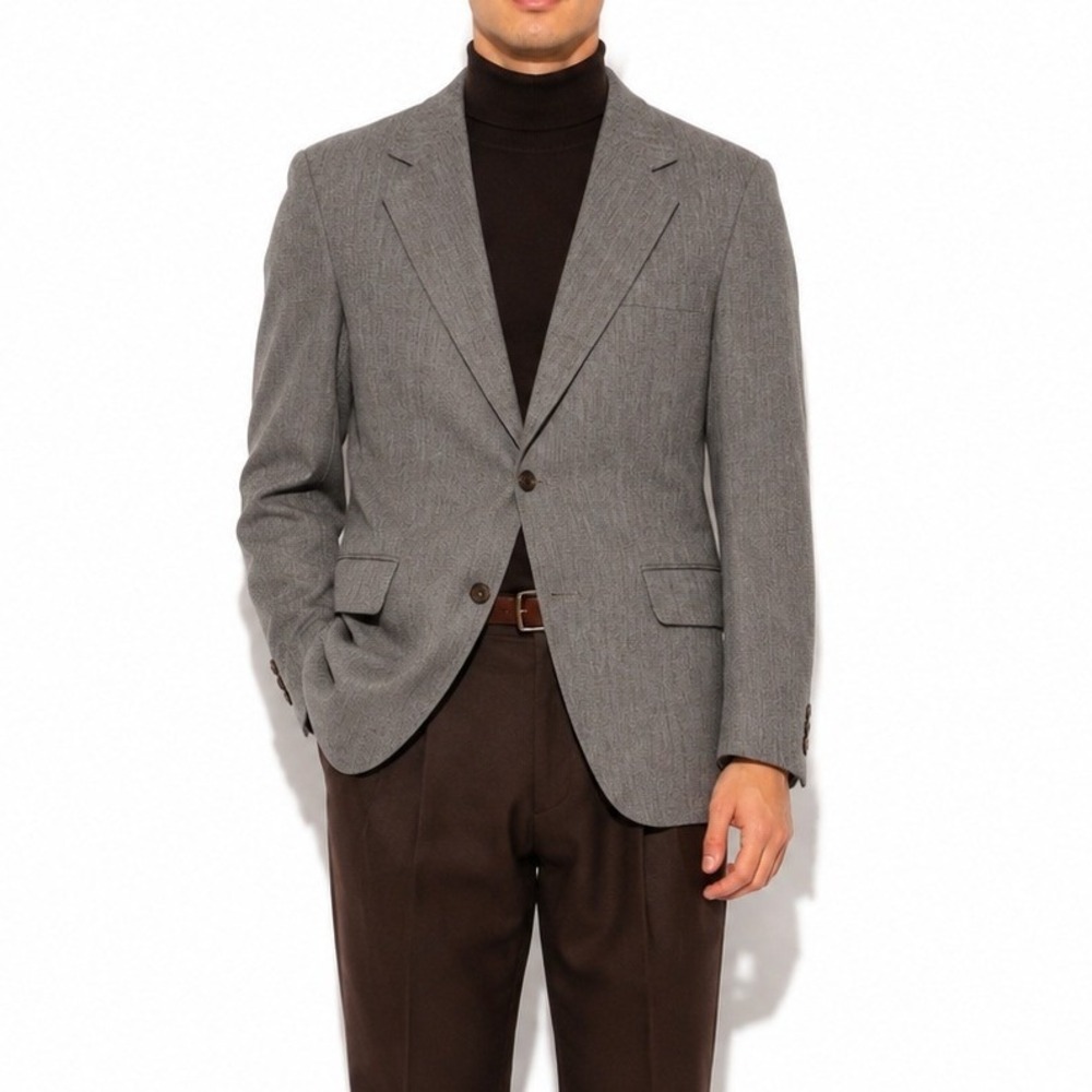 70s Vintage Herringbone Blazer Mens 38S Brown Sears Casual Sport Coat Poly